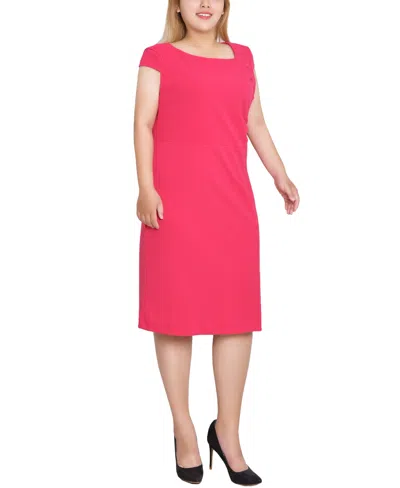Ny Collection Petite Cap Sleeve Exposed Zipper Dress In Pink