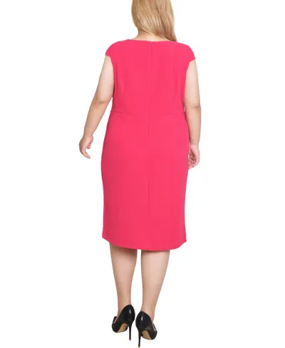 Ny Collection Petite Cap Sleeve Exposed Zipper Dress In Pink