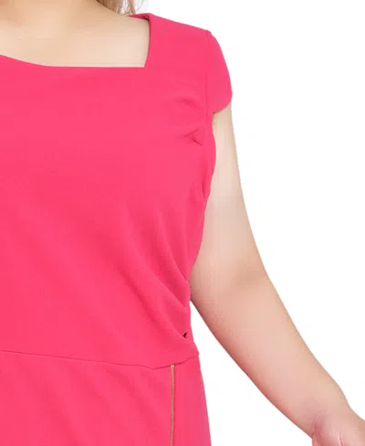 Ny Collection Petite Cap Sleeve Exposed Zipper Dress In Pink