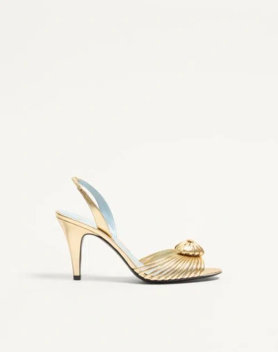 Valentino Garavani Valentino Royal Heart 65 Leather Slingback Sandal In Gold