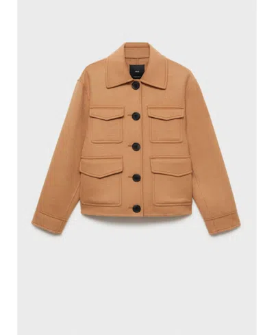Mango Wool Jacket With Pockets Medium Brown In Brown
