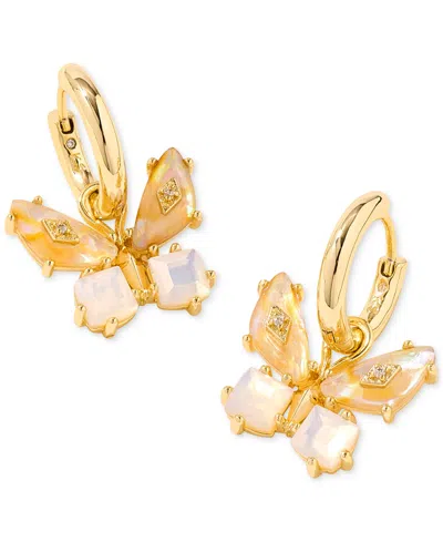 Kendra Scott 14k Gold-plated Mixed Stone Butterfly Charm Huggie Hoop Earrings