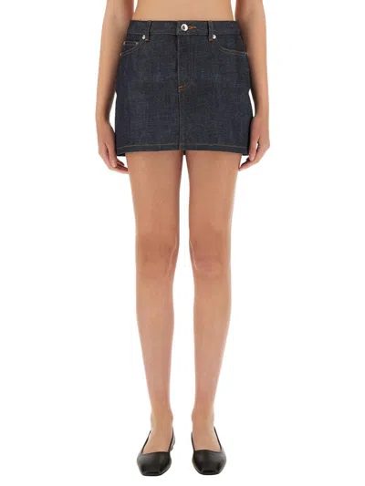 Apc Cotton Mini Skirt In Black
