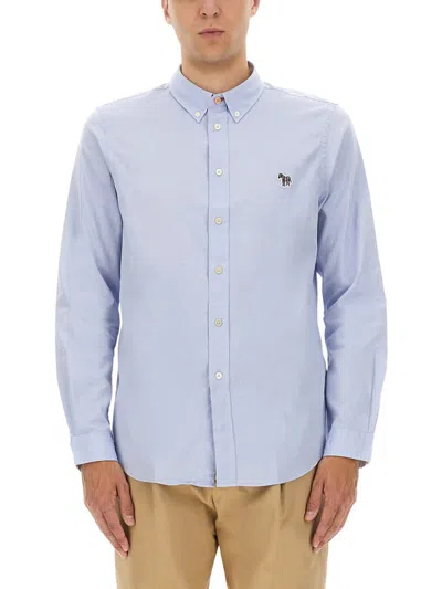 Ps By Paul Smith Ps Paul Smith Regular Fit Shirt With Classic Collar And Zebra Logo In Blue