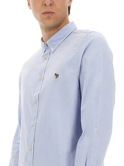 Ps By Paul Smith Ps Paul Smith Regular Fit Shirt With Classic Collar And Zebra Logo In Blue