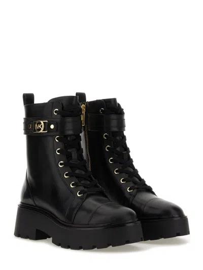 Michael Kors Colby Leather Combat Boot In Black