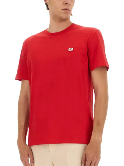 Valentino T-shirt With Signature Vlogo In Red