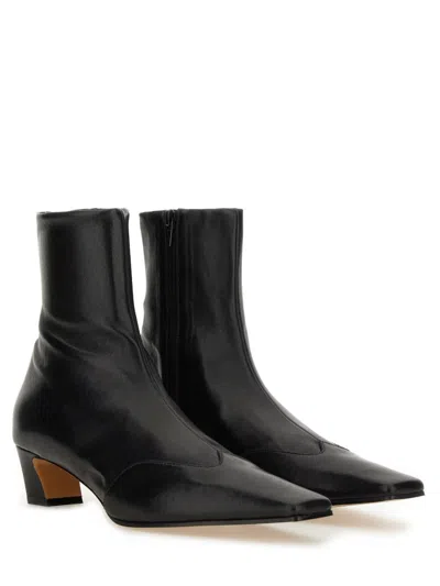 Khaite Pointed Toe Ankle Boots With Smooth Lamb Leather In Black
