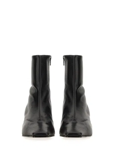 Khaite Pointed Toe Ankle Boots With Smooth Lamb Leather In Black