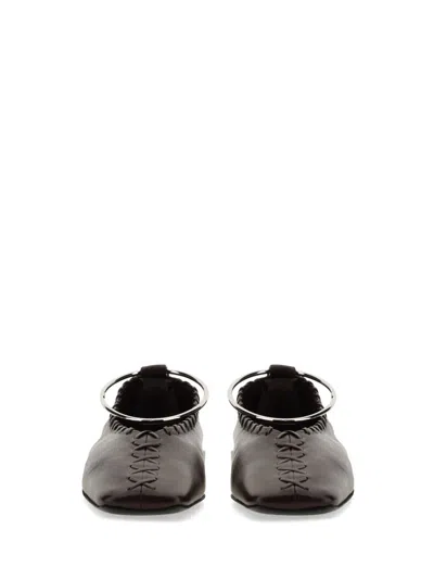 Jil Sander Ring Whipstitch-trimmed Leather Ballet Flats In Brown