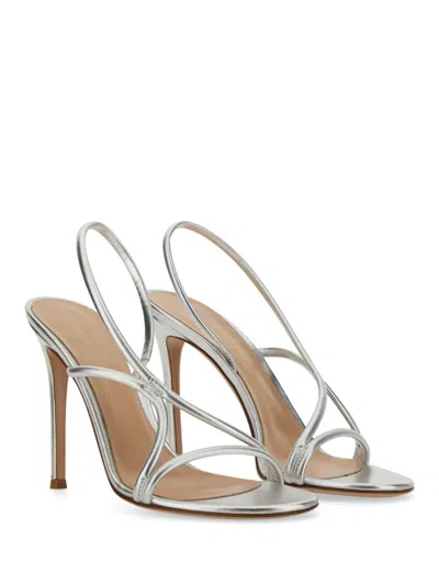 Gianvito Rossi 105mm Metallic Leather Sandals In Metallic