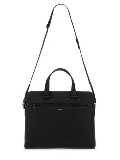 Ferragamo Leather Business Bag In Black
