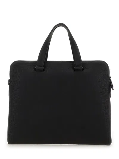 Ferragamo Leather Business Bag In Black