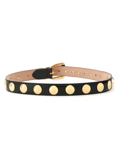 Khaite 3cm Benny Leather & Studs Belt In Black