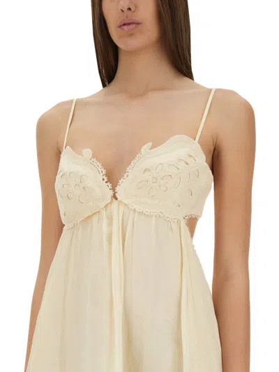 Zimmermann Embroidered Dress Coco In Neutral