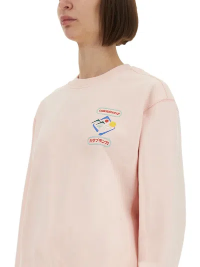 Casablanca Mountain Sports Crewneck Sweater In Pink