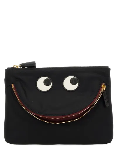 Anya Hindmarch Happy Eyes Pouch In Black