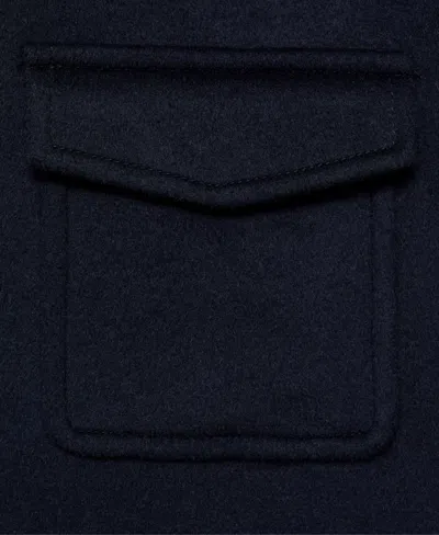 Mango Wool Jacket With Pockets Dark Navy In Blue