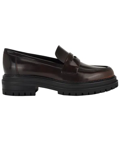 Calvin Klein Women's Grant Lug Sole Penny Loafers In Brown
