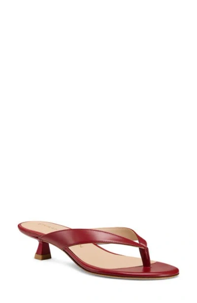 Stuart Weitzman Rio Leather Kitten-heel Thong Sandals In Red