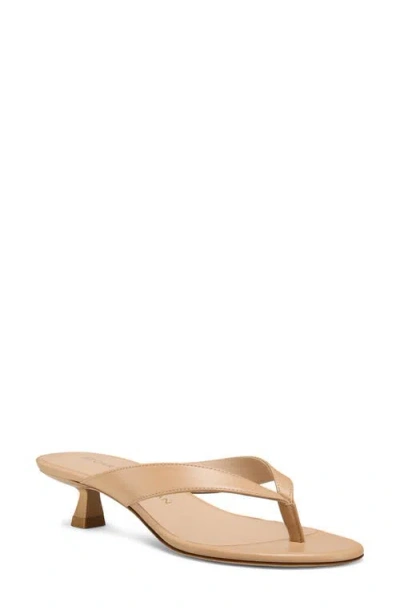 Stuart Weitzman Rio Leather Kitten-heel Thong Sandals In Neutral