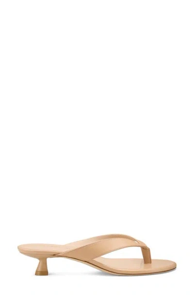 Stuart Weitzman Rio Leather Kitten-heel Thong Sandals In Neutral