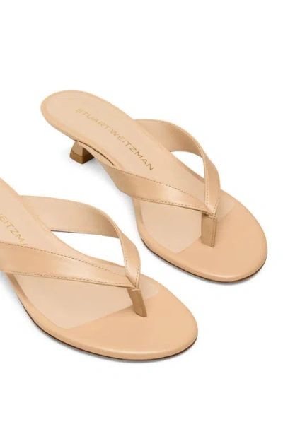 Stuart Weitzman Rio Leather Kitten-heel Thong Sandals In Neutral