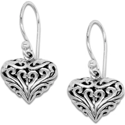 Samuel B. Sterling Silver Heart Scroll Drop Earrings In Metallic