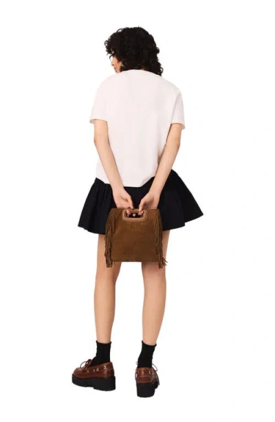 Maje Womens White Paris-embroidered Regular-fit Cotton-jersey T-shirt