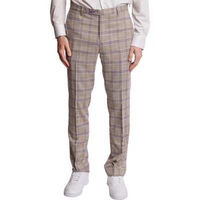 Paisley & Gray Downing Slim Flat Front Windowpane Dress Pants In Multi