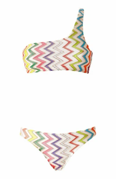 Missoni One-shoulder Bikini With Double Ties In Multi