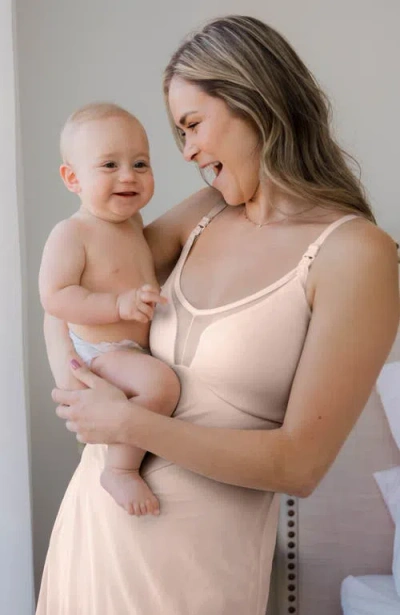 Kindred Bravely Aurora Mesh Nursing Nightgown In Pink