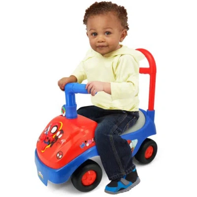 Kiddieland Spidey Foldable Handle Rideon W/ Interactive Dashboard & Sounds