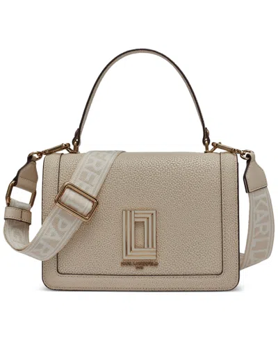Karl Lagerfeld Simone Patent Flap Crossbody Bag In Brown