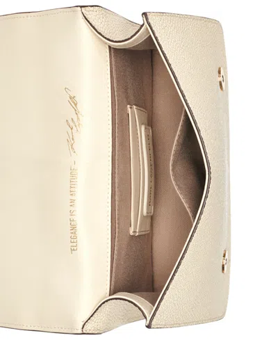 Karl Lagerfeld Simone Patent Flap Crossbody Bag In Brown