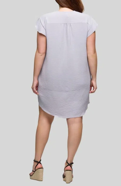 24seven Comfort Apparel Women's V Neck Cap Sleeve Knee Length Pocket Dress In Blue