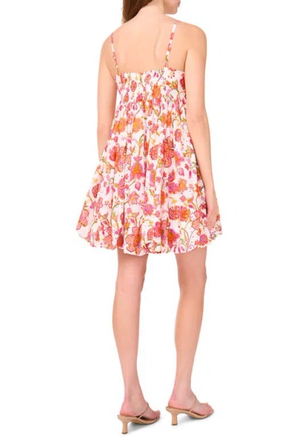 Cece Floral Bubble Hem Cotton Minidress In Multi