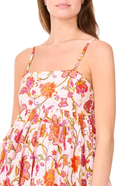 Cece Floral Bubble Hem Cotton Minidress In Multi