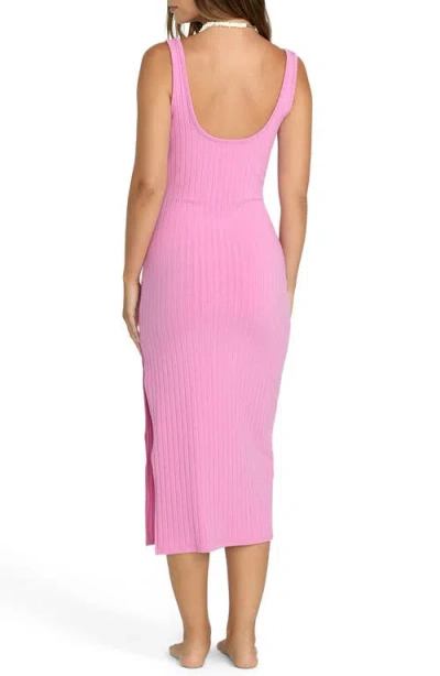 Billabong Take A Look Convertible Rib Midi Dress In Pink