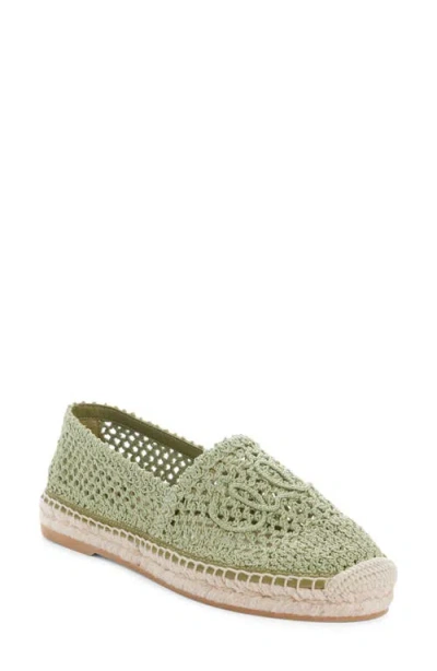 Chloé Isla Leather-trimmed Crochet Espadrilles In Green
