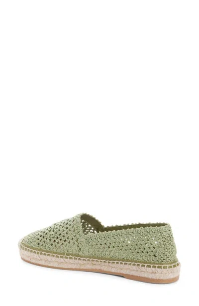 Chloé Isla Leather-trimmed Crochet Espadrilles In Green