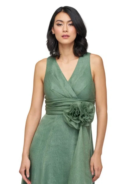 Js Collections Della Rosette Detail Sleeveless Organza Gown In Green