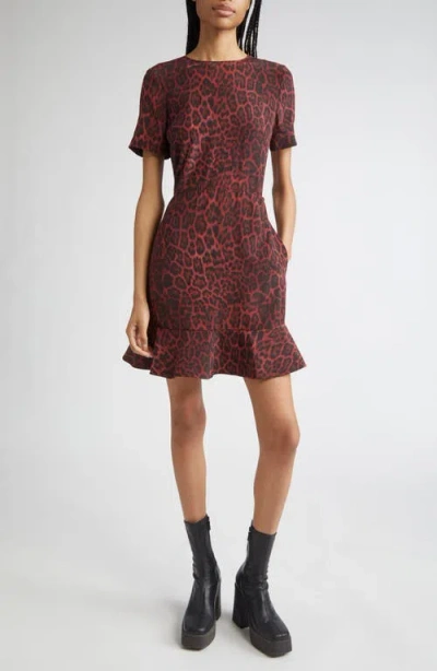 Stella Mccartney Leopard Print Flared Hem Silk Dress