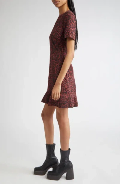 Stella Mccartney Leopard Print Flared Hem Silk Dress