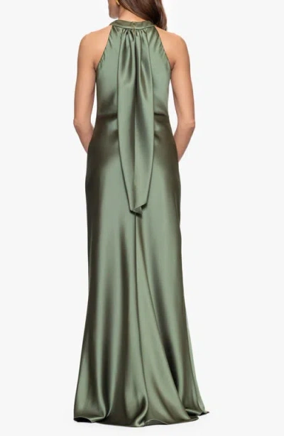 Xscape Evenings Halter Neck Satin Trumpet Gown In Green