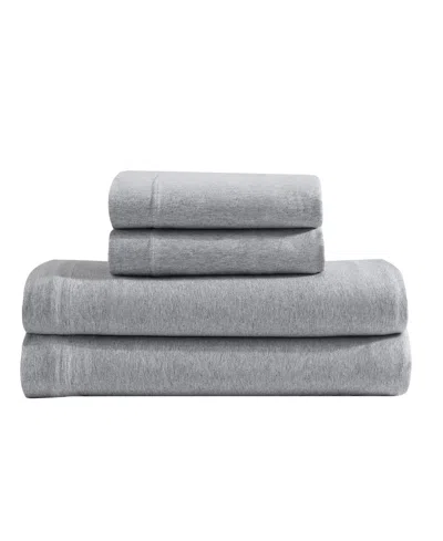 Calvin Klein Modern Melange Jersey 4 Piece Sheet Set, Queen In Gray