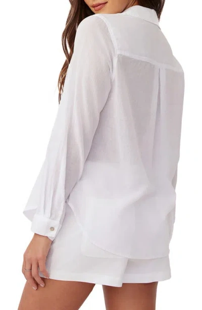Bella Dahl Pocket Button Down Shirt In White In White