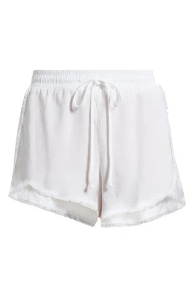 Cloth & Stone Fray Hem Drawstring Shorts In White
