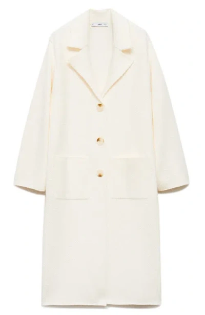 Mango Women's Knitted Long Coat In Gray