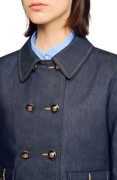 Sandro Denim Tailored Jacket In Blue